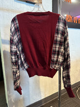 Load image into Gallery viewer, 050- Red Flannel Sleeve Sweater
