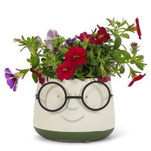 Load image into Gallery viewer, Sm Face Planter w/Glasses-3.5&quot;D
