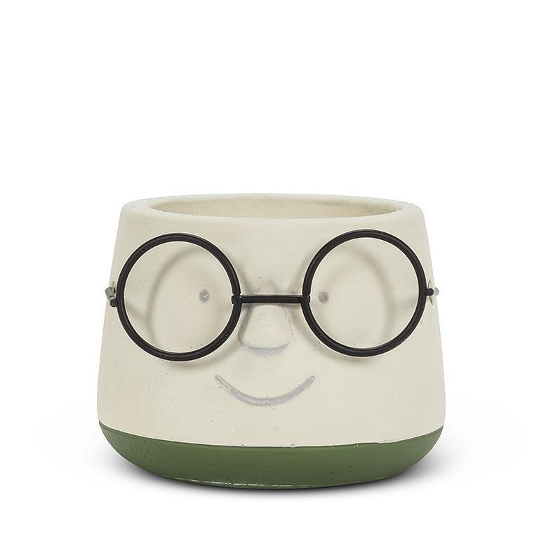 Sm Face Planter w/Glasses-3.5