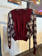 Load image into Gallery viewer, 050- Red Flannel Sleeve Sweater

