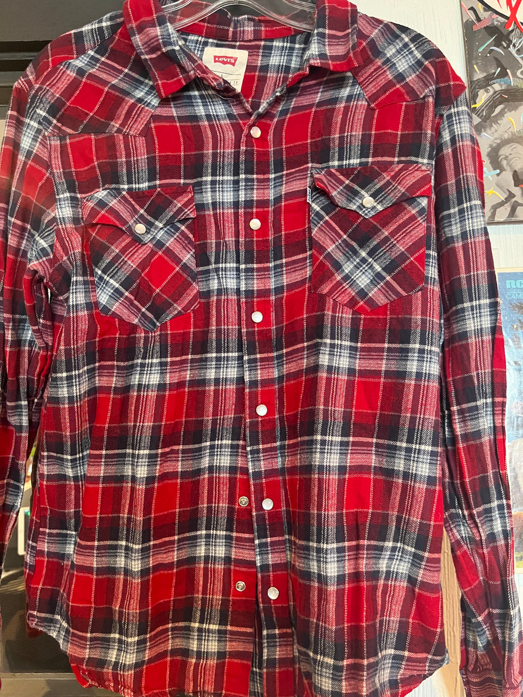 3910 - Women’s Red and Blue Flannel - L