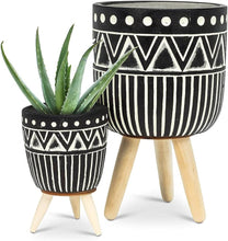 Load image into Gallery viewer, Dot&amp;Line Tripod Planter-Blk
