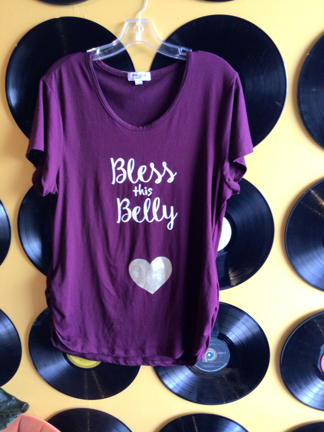 4105 - Women’s Maroon Bless This Belly Shirt - XL